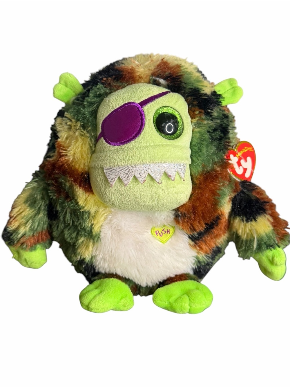 TY Monstaz Patch Pirate Monster Plush 14” Camo Stuffed Animal w/ Tags